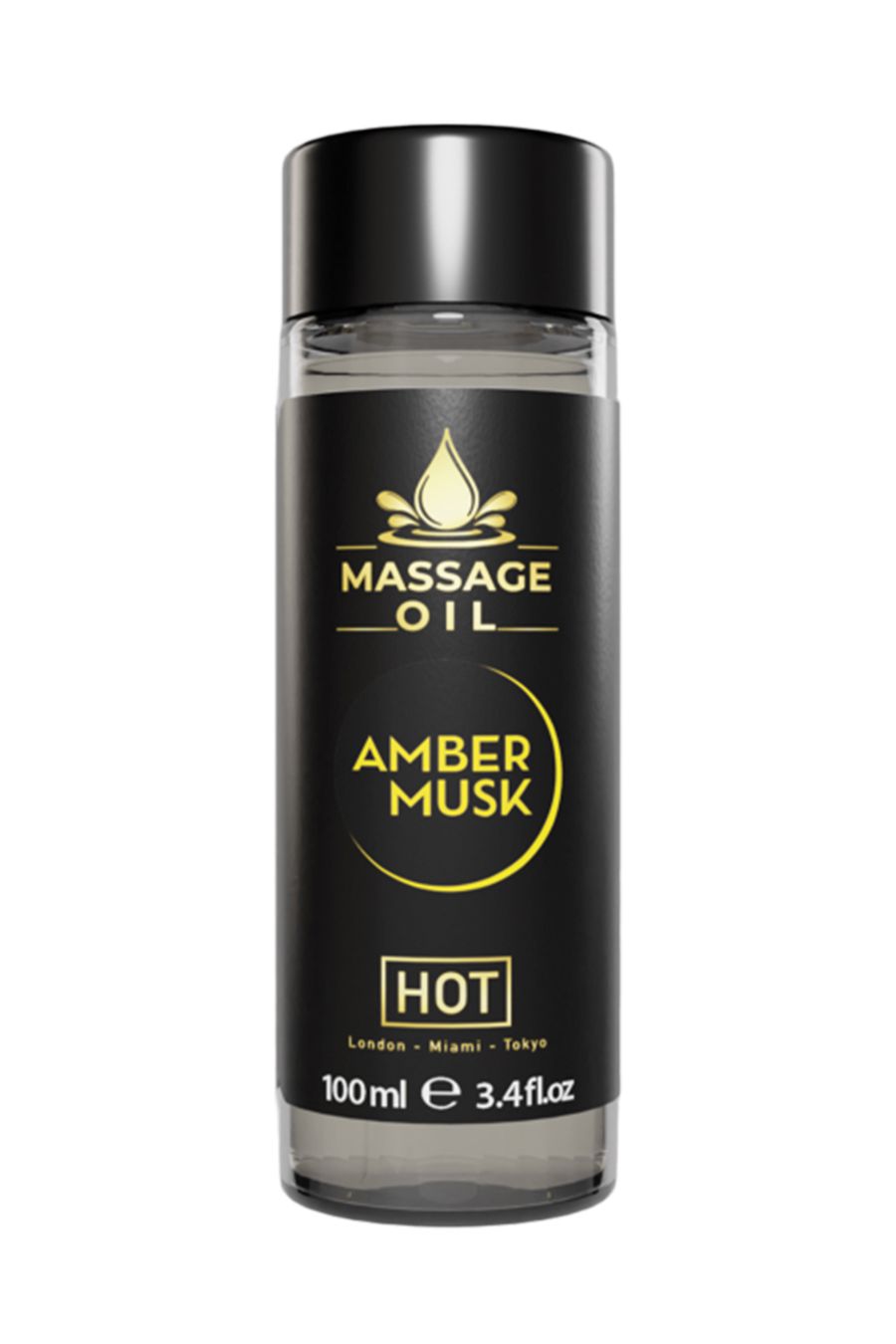 HOT массажное масло AMBER MUSK с ароматом амбры и мускуса, 100 мл.