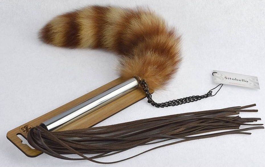 Sitabella плеть-щекоталка с натуральным пушистым хвостиком, Коричневый