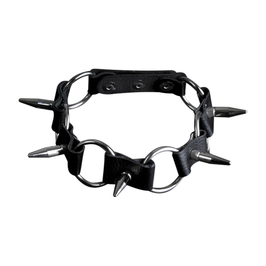 Sitabella ошейник с кольцами и шипами 25 мм 3109-1, Черный