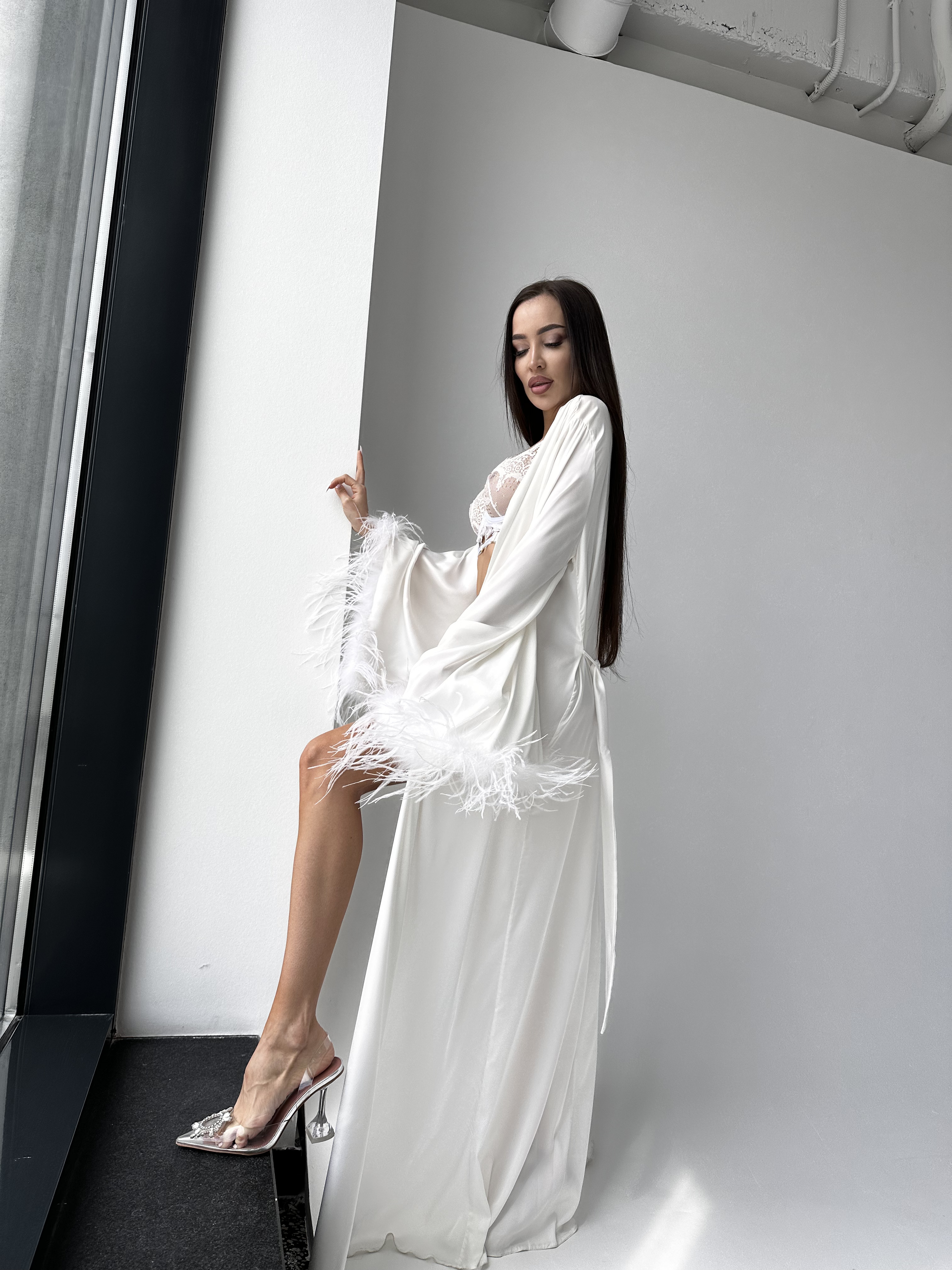 Instinto халат макси Siena, Белый