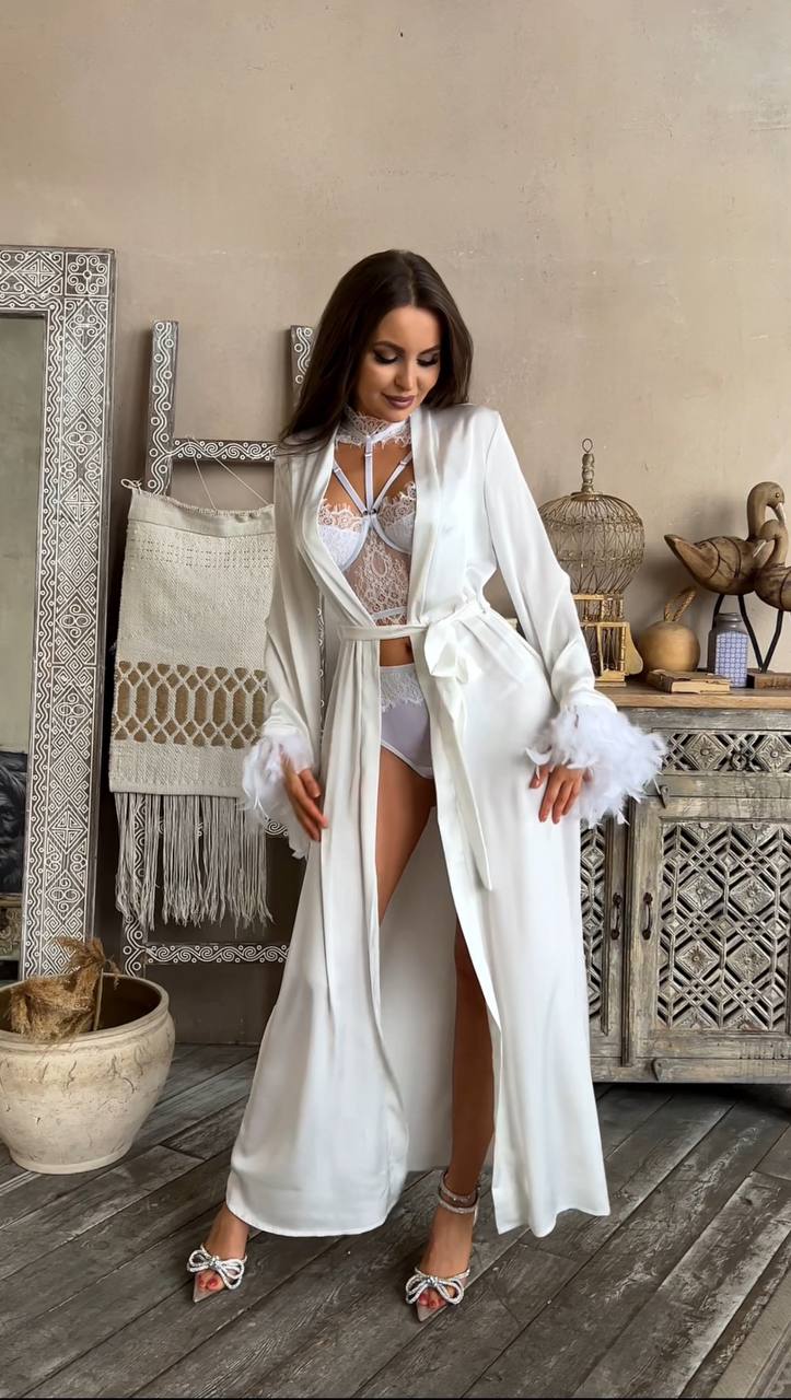 Instinto халат макси Siena, Белый