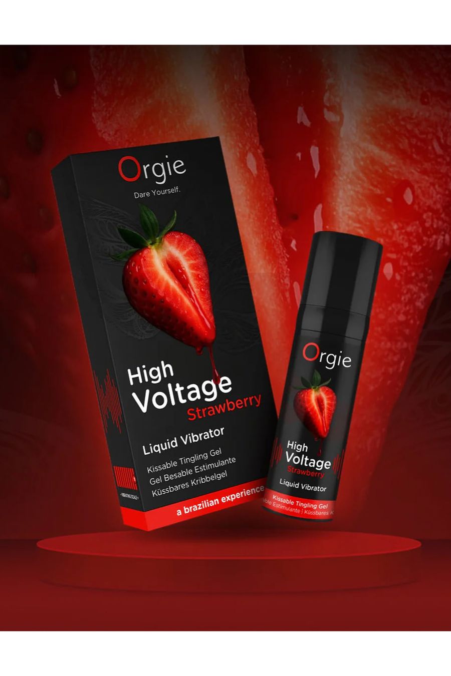 Orgie гель для массажа High Voltage Strawberry с усиленным эффектом вибрации, 15 мл.