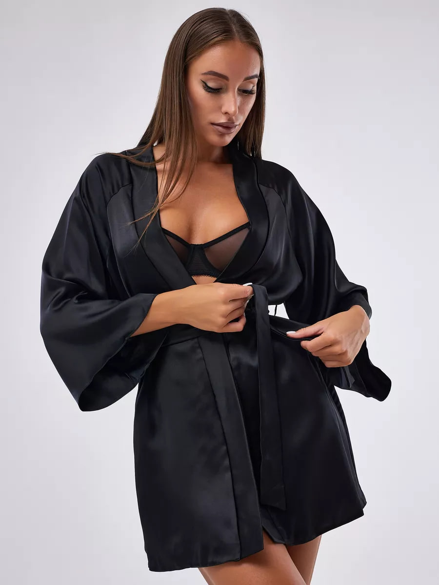 Instinto халат мини Emma, Черный