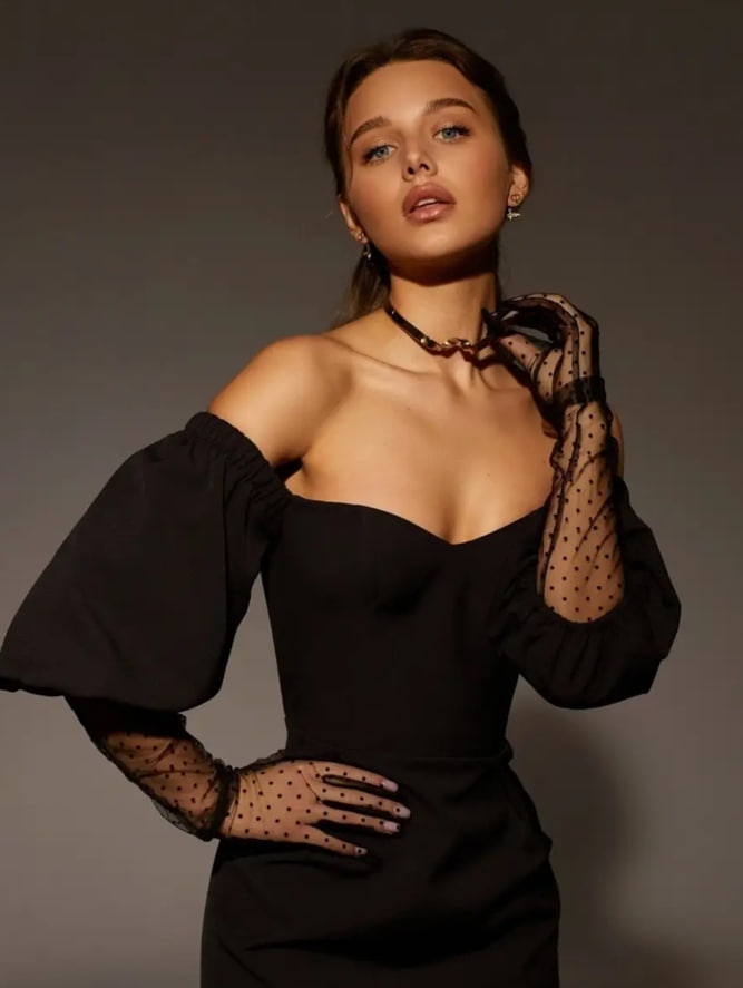 Instinto перчатки длинные Betty, Черный