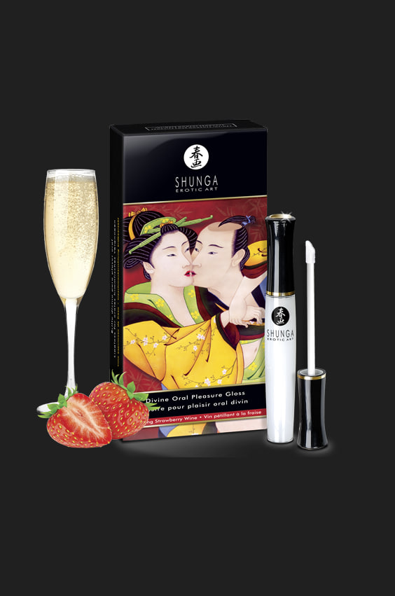 Shunga возбуждающий блеск для губ со вкусом Клубники и шампанское, 10 мл.