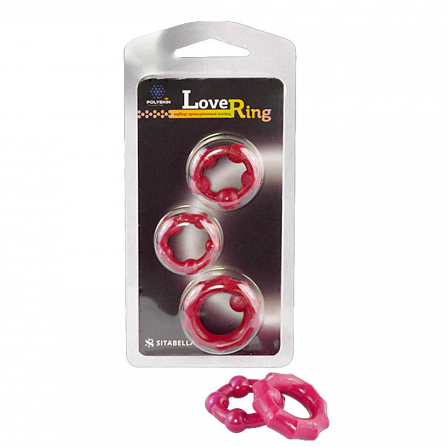 Sitabella набор эррекционных колец Love Ring 3 шт., Розовый