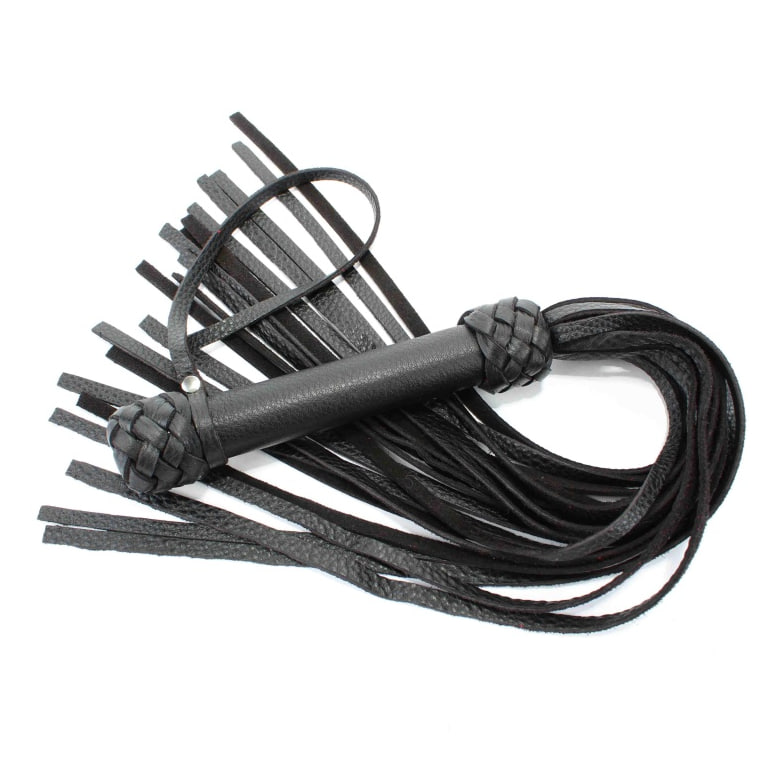 BDSM Арсенал плеть из черной кожи с плетением Турецкая голова, Черный