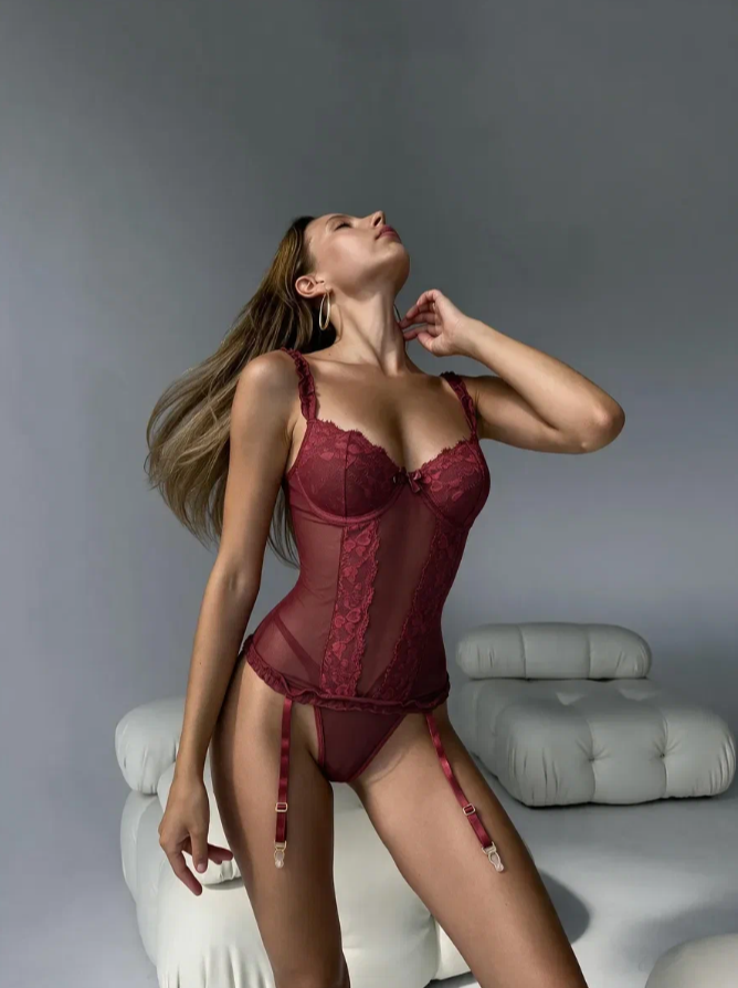 Martislove комплект с корсетом D02-194-GD, Бордовый