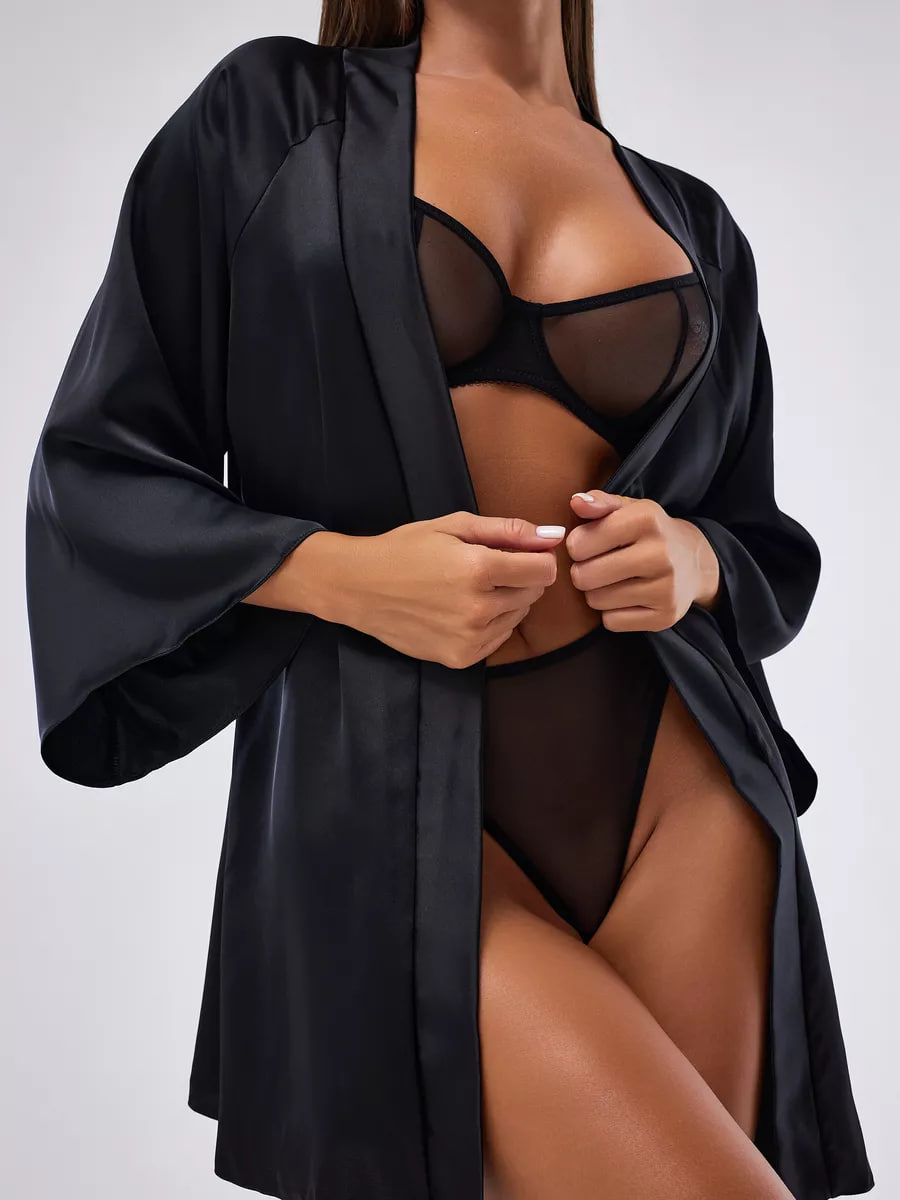 Instinto халат мини Emma, Черный