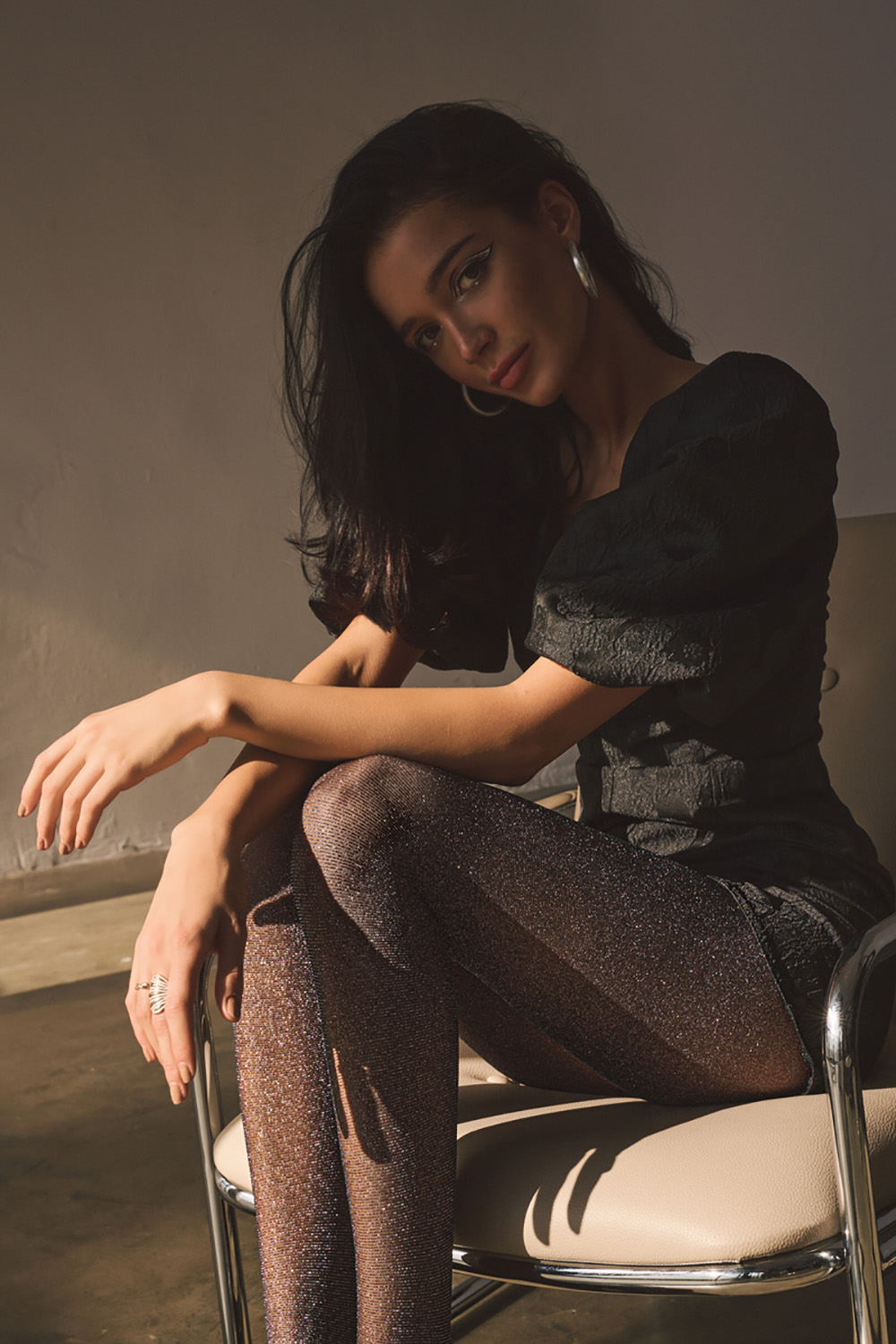 Gabriella колготки 435 Lurex Silver, Черный*