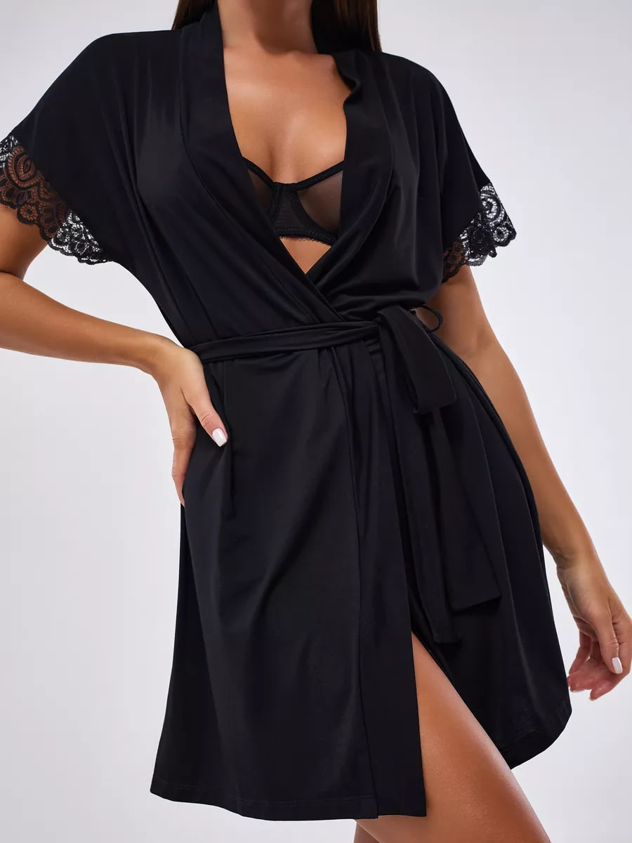 Instinto халат мини Joy, Черный