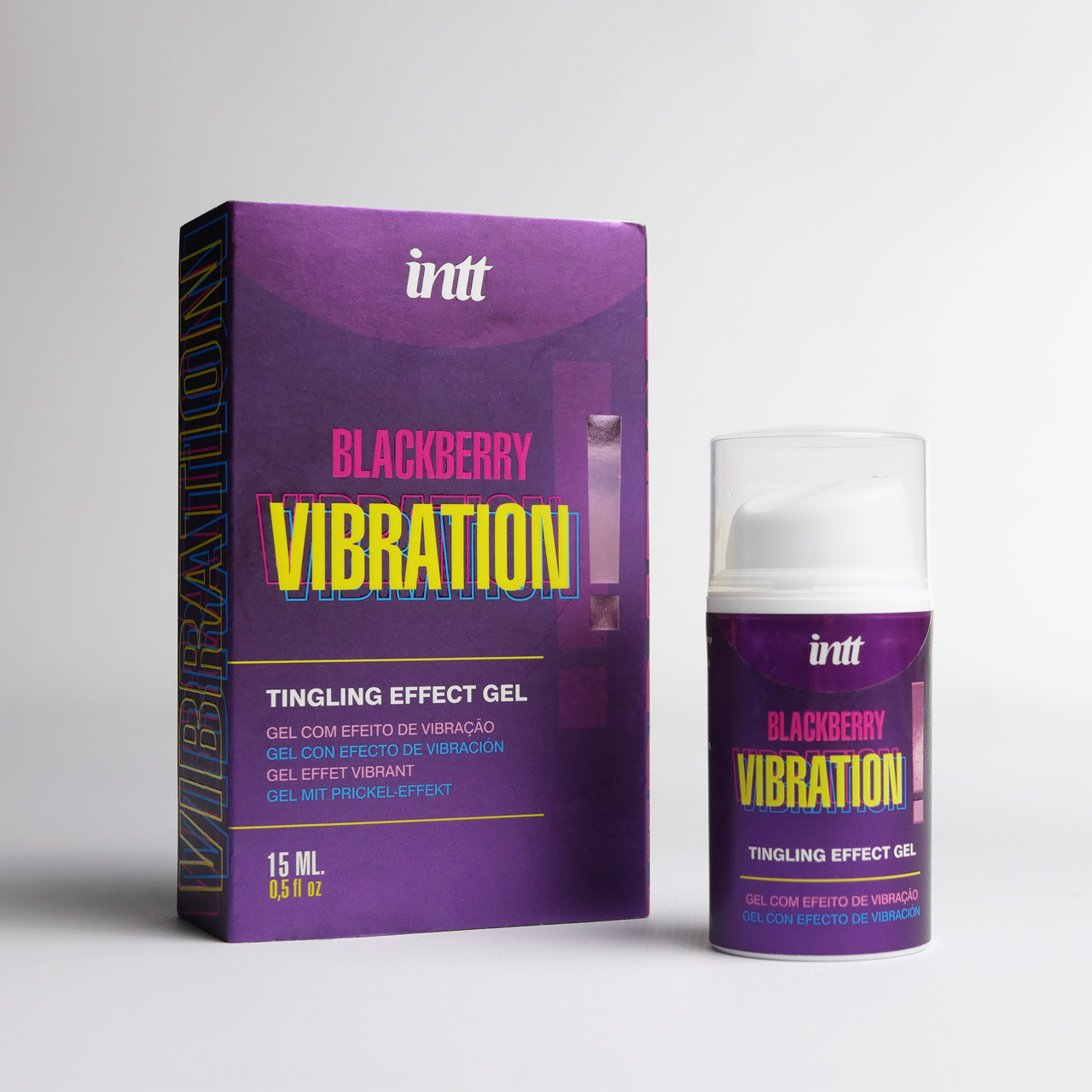 Intt жидкий гель с эффектом вибрации со вкусом Ежевики, 15 мл