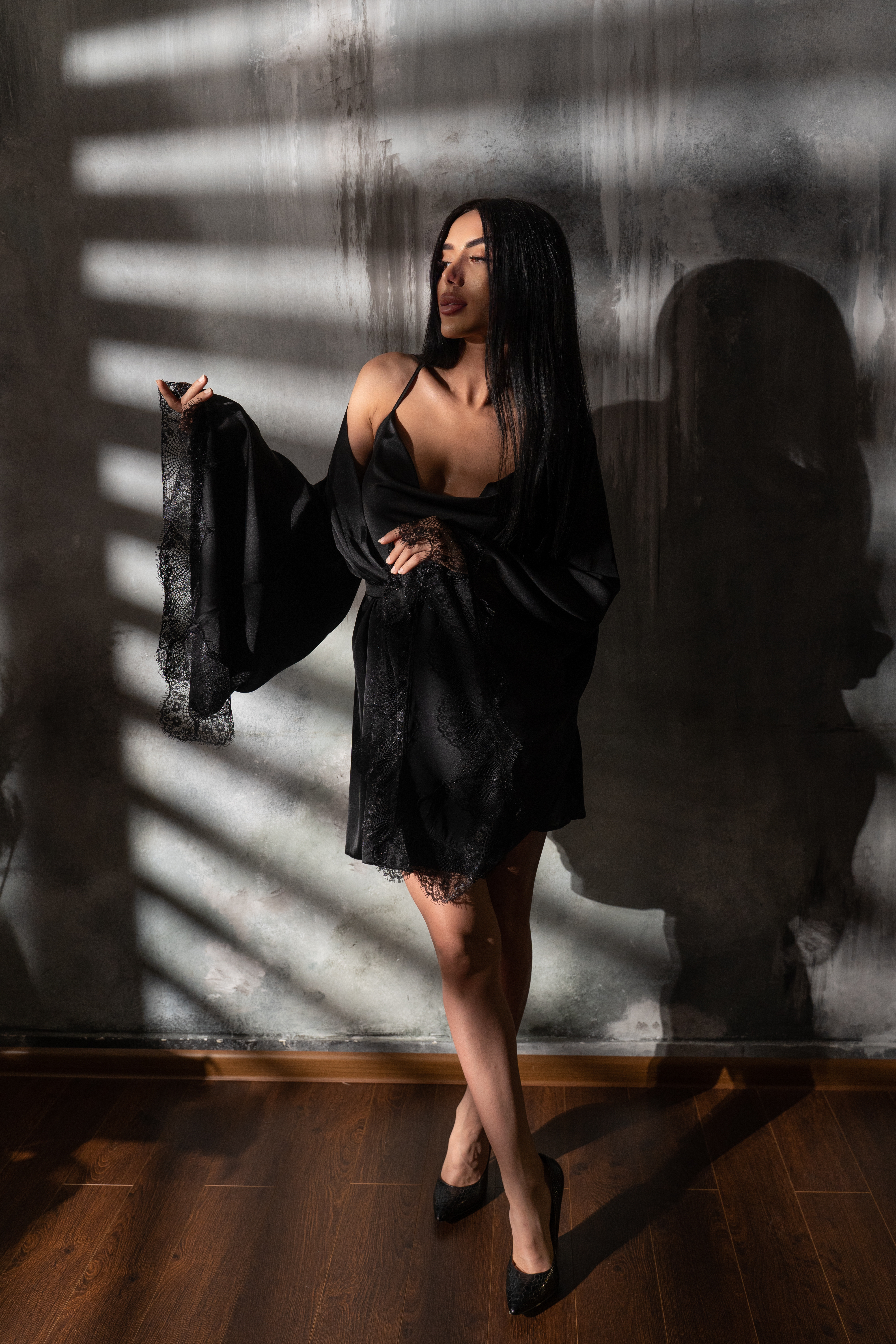 Instinto халат мини Sandy, Черный