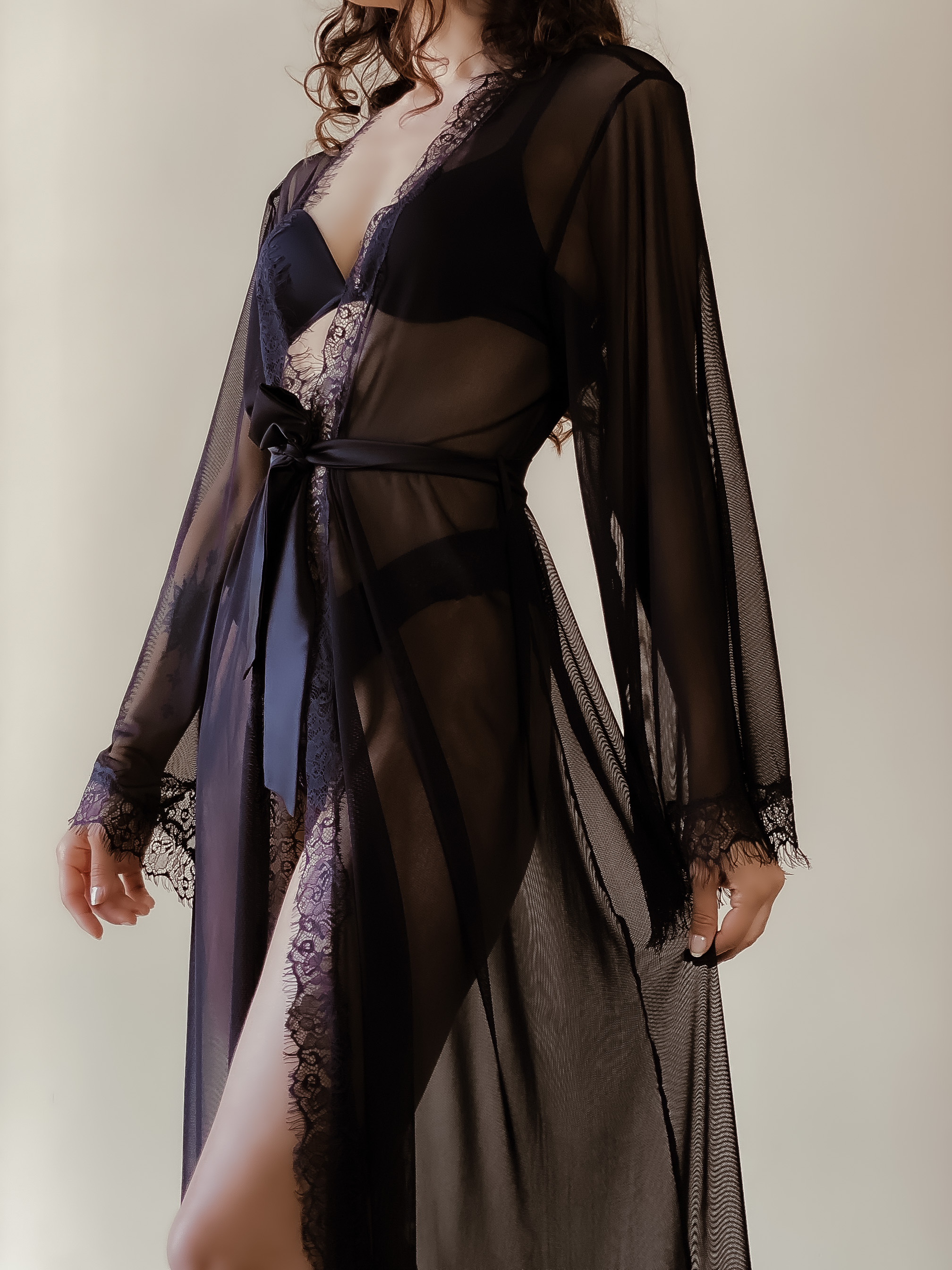 Instinto халат макси Sheyla, Черный