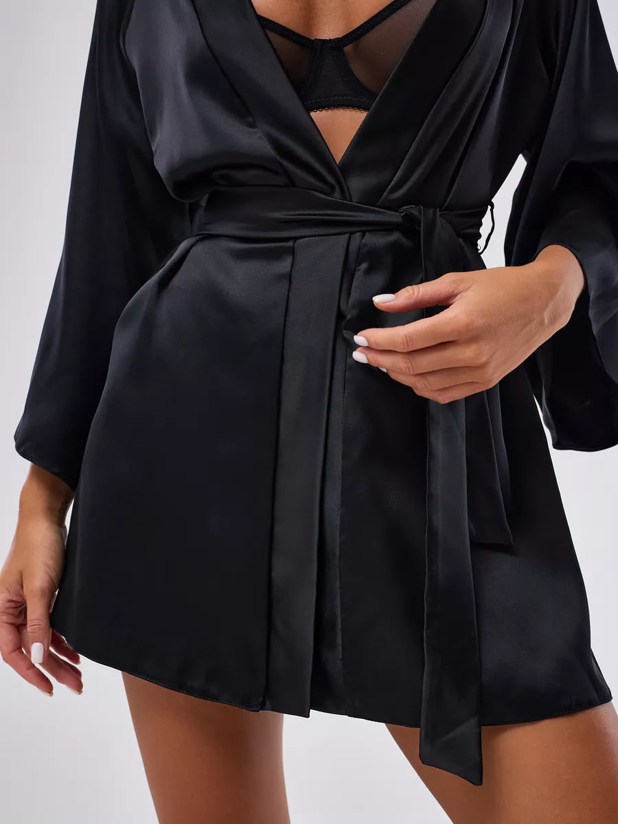 Instinto халат мини Emma, Черный