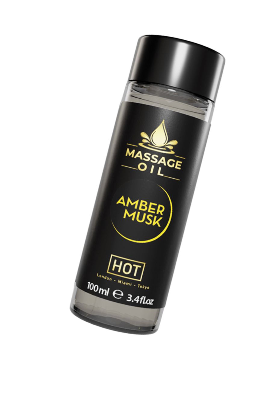 HOT массажное масло AMBER MUSK с ароматом амбры и мускуса, 100 мл.