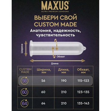 Maxus презервативы Custom Made 60, 3 шт.
